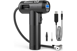 PASUKTER Autoreifen Pumpe Elektrisch, 4000mAh, 150PSI Tragbare Luftpumpe, Elektrische Luftpumpe mit LED-Licht und 2 Düsenadaptern für Autos, Fahrräder und Bälle