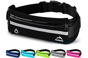 Nordrun® Laufgürtel für alle Handys | Verstellbarer und Wasserdichter Handytasche Joggen | Laufgürtel Handy | Running Belt | Handyhalterung Joggen | Laufen Zubehör | Lauftasche (Schwarz)