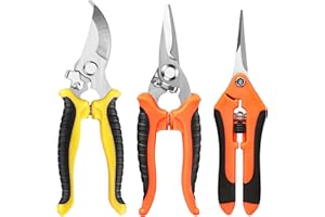 LeKuni Nożyce Ogrodowe 3 Sztuki - Do Róż, Gałęzi i Przycinania Roślin - Małe Narzędzia Ogrodowe Do Drzew