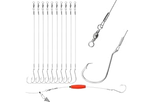 SHADDOCK Hameçons de pêche circulaires avec fil pré-aligné en acier inoxydable - Hameçon circulaire - Pour eau salée, eau douce, sandre, salmon, truite