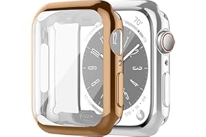 SOLOLUP 2 Pack Screen Protector Compatible with Apple Watch Case 45mm，Soft TPU Case Full Protection HD Clear Cover for Apple Watch Series 9 8 7 45mm，Rose gold/Silver