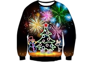 Loveternal Unisex Christmas Jumper 3D Ugly Xmas Pullover Crewneck Long Sleeve Top S-3XL