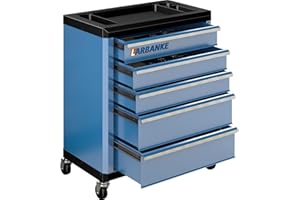 LARBANKE 5-Drawer Rolling Tool Chest with 360° Wheels and Lock&Keys,Tool Cabinet with Non-slip Pearl Cotton Mat and Multifunctional Countertop,Connecting Rods Can Be Connected with 7-Drawer Tool Chest