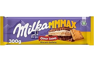 Milka MMMAX Choco Swing Tableta Grande de Chocolate con Leche de los Alpes con Galleta, Relleno de Crema de Leche y Crema de Cacao 300g