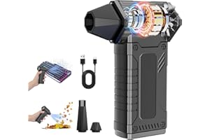 KATUELIX 10000mAh & 200000RPM Compressed Air Duster, 8 Gear Adjustable Electric Air Duster with HD Display,Rechargable Air Blower with Brusheless Motor,Jet Dry Blower Replace Air Can for PC, Keyboard Cleaning