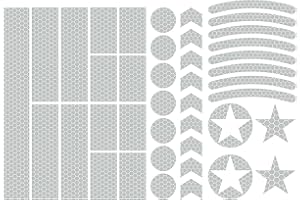 TEDBED 42Pcs Warning Reflective Stickers, Safety Reflective Decals Multi Shapes Kit, Night Visibility Waterproof Outdoor Safety Warning Reflective Stickers, Adhesive Stickers for Helmet,Bicycle,Car&Stroller