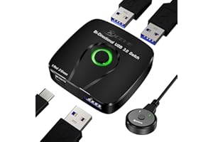 MLEEDA Switch USB 3.0, Switch USB bidirezionale 2 in 1 Out / 1 in 2 Out, Switcher USB per 2 computer Condividi Tastiera Mouse Scanner Stampante, Controller desktop e 2 cavi USB 3.0 inclusi