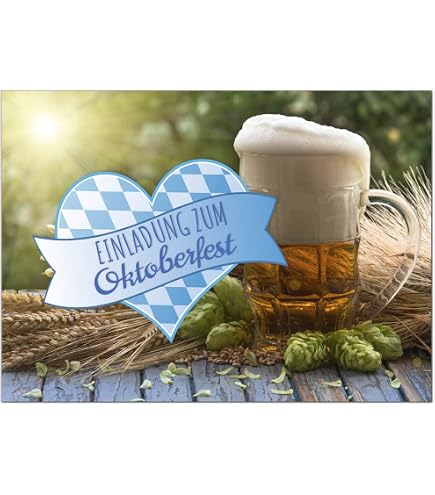 Geburtstagseinladungen Hüttengaudi Mit Eigenem Foto – 10 Stück Blaue Oktoberfest-Karten