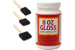 ARIATI 8oz Gloss Finish Decoupage Kit Glue Sealer with 3 Foam Brushes for decoupage Modelling Craft Non Toxic.