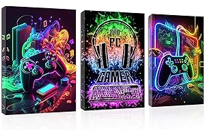 YunBey 3 Pcs Gaming Poster Decoration Chambre Ado Garcon Tableau Gaming avec Cadre Affiche Toile Mural Gamer Decoration pour Garçons Chambre Playrooom (30 x 40 cm)