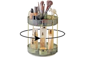 CYIAMJLU Makeup Organizer, 360° Drehbar Make up Organizer für Parfums und Make-up, Hautpflege, Toilettenartikel ect Multifunktionale Organizer Rack für Kommode, Schlafzimmer, Wohnzimmer (Grün, 2Tier)