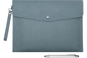 ‎WONDERPOOL Wonderpool A4 PU Leder Umschlag Dokumente Multifunktion Ordner Schreibwaren Tasche Portfolio Datei für Papier Briefe Organizer und Tablet Hülle PC Sleeve (Hellblau)