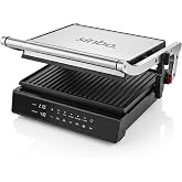 Sinbo SSM-2596 Dijital Izgara ve Tost Makinesi - 2000W, &Ccedil;ıkarılabilir D&ouml;k&uuml;m Plakalı, 4 Dilim Kapasiteli, Gri