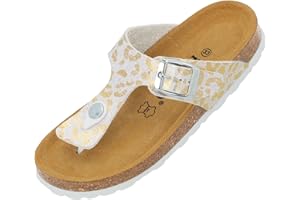 Palado Zehentrenner Mädchen Kids Kos G Leo – coole Sandalen Made in Spain - bequeme Hausschuhe mit Leo-Muster - modische Sommerschuhe mit Kork-Fußbett