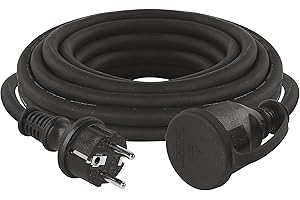 EMOS - IP44 Verlängerungskabel 5m - 1 Schuko-Steckdose - wasserdicht, schlagfest, temperatur- & ölbeständig - 230 V, 16 A, 3680 W - Gummi-Isolierung - H07RN-F3G 1,5 mm2 - für Außenbereich - schwarz