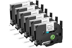 AIRMALL Nastro per Etichette Compatibile con Brother P-touch TZe-231 TZ Tape 12mm 0.47 Nero su Bianco, Ricarica Etichettatrice AZe-231 per Brother P-Touch H105 H107 H110 1000 7100, 6PACK