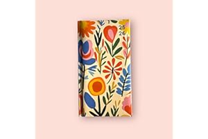 SHINEONE Premium Slim Hardback Academic Diary 2025-2026 WTV Paper Week to View Mid Year Slimline Hardback Fashion Cover Diary, Planner (Floral)