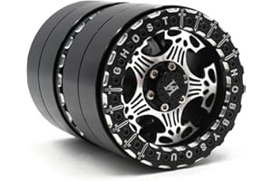 HOBBYSOUL Wide 1.6'' / 41mm RC Heavy Aluminium 2.2 beadlock Wheels Rims Silver Black Color for RC Mud Crawler Redcat Gen8 Everest gen 7 Pro/Axial Ryft Capra Wraith Scx10 iii / TRX4, (2-Pack)