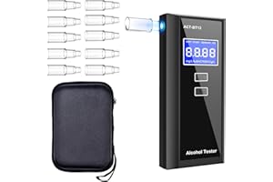 ‎SWETFELA Swetfela Alkoholtester mit 10 Mundstücken Tragetasche - Präziser Tragbarer Alkotester, Digitales LCD Alkoholmessgerät, 50 Speicherplätze für Auto & Privat