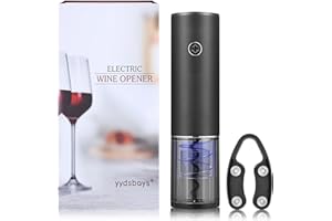 YYDSBAYS Korkenzieher Wein Weinöffner Elektrisch Automatischer Flaschenöffner mit Geschenkbox (Öffner mit Folienschneider, Wiederaufladbar - Schwarz)