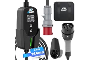 ‎EVDANCE EVDANCE Mobile Wallbox 11kW [7.8m 3-Phasig 6-16A] Typ 2 Ladekabel CEE 16A auf Typ 2 mit Einstellbarer Ladeleistung für Elektroauto