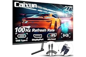 Caixun Monitor Gaming 27 pollici FHD 100Hz, Pannello IPS, 5ms, HDMI, Type-C, FreeSync, Computer Schermo Lavoro Monitor per PC con altoparlanti integrati (CM27X3 cavo Type-C e HDMI inclusi)