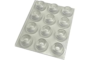12 x Clear 22.3mm x 10.1mm Self Adhesive Recessed Bumper, Rubber Feet for Furniture, Glass, Tables, Crafts - from The StickyStuff Company