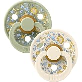 BIBS Colour Liberty 2 Pack Pacifiers BPA Free, Round Teat Natural Latex, Made in Denmark, 0+ Months (Pack of 2), Eloise Sage