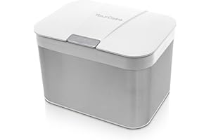 YourCasa Pattumiera per compost 4,3 l per rifiuti organici quotidiani in cucina inserto interno lavabile in lavastoviglie inodore e lavabile in acciaio inox biologico con coperchio (bianco)