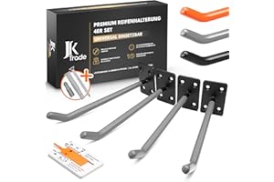 ‎JK TRADE JK Trade® 4er Reifen Wandhalterung Set für Auto Felgen inkl. Schrauben und Dübel Set, Felgenschoner Wand Haken zum Schrauben für Autoreifen, Gartengeräte, Alufelgen, 40 kg Belastung (Grau V1)