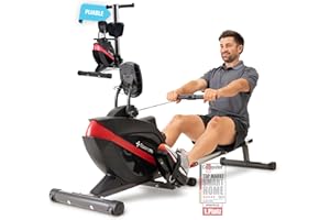 SportPlus Rameur pour la Maison Pliable - Conçu en Allemagne - Système de freinage magnétique Silencieux - 8 Niveaux de résistance, Masse d'inertie de 8 kg - Capacité Maximale 150KG