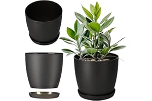 KADAX Pot de Fleurs en Plastique avec Soucoupe et Finition Mate Élégante, Cache-Pot pour Une Décoration Intérieure Raffinée et Moderne (12 cm, Anthracite)