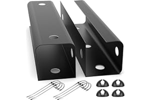 MUDEELA Under Desk Cable Management Tray - 2 Pack Ultra-Sturdy Under Desk Cable Basket Tray, Perfect for Standing Desk Cable Tidy, No Screw No Drill Cable Tray for Office and Home, 40 x 9 x 9 cm, Black