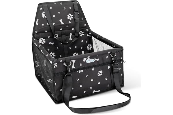 Nobleza Siège Auto pour Chien et Chat, Panier de Voiture Pliable pour Petits Chiens avec Ceinture de Sécurité, Imperméable et Respirant en Tissu Oxford, 40x34x25cm, Noir