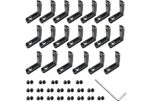 VICHSAMWY Pack of 20 T-Nut Inner Angle Aluminium Profile, 90° L-Shape Brackets Inner Corner Connector Angle Inner Connection with 1 Wrench for Slot 6 mm 20S Aluminium Rail Accessories
