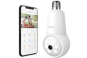 Septekon 2K 4MP Light Bulb Security Camera, 2.4GHz WiFi Waterproof Outdoor Camera, 360° CCTV Home Camera with Motion Detection Alarm, Color Night Vision, 2-Way Audio - D40