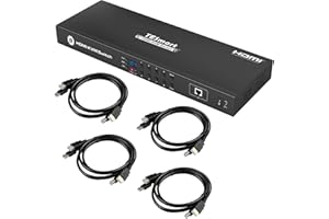 TESmart Commutateur KVM HDMI 8 Port,8x1 4K@30Hz KVM Switcher, émulateur EDID,Hotkey,RS232/LAN Port,Monitor Keyboard and Mouse Switch for 8 Computers with Rack Ears,Télécommande IR et 4 Câbles KVM