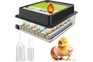 Okköbi OBI-36 Brutautomat für Hühner, Enten & andere Vögel + Temperaturkontrolle + Feuchtigkeitsanzeige + Brutautomat vollautomatisch + Integrierte Eierschale + 5 Jahre Schutz+ NEU