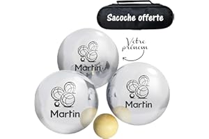 KDO MAGIC - Boule de pétanque personnalisée - Triplette Loisir gravée 720gr - Lot de 3 Boules et 1 cochonnet (modèle Triplette)