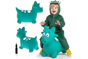 sun baby Animal Sauteur Gonflable, Jouet Enfant 1 an pour l'intérieur et l'extérieur, Design Ergonomique, Pompe Manuelle Incluse (Dino Vert)