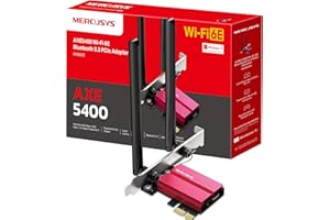 [Nuevo] MERCUSYS MA86XE- Tarjeta de Red PCLe AXE5400, Wi-Fi 6E con Bluetooth 5.2, Triple Banda, 6GHz/5GHz/2.4GHz,Compatible con Windows 11 y 10,MU-MIMO,OFDMA, estándar de cifrado WPA3