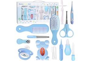 JasCherry Baby Grooming Kit Baby Health Nursery Care Items Essentials Supplies Set for Newborn, Infant, Toddler - Safety Hair Brush Comb Nail Clipper Trimmer for Girl Boys Keep Clean #C