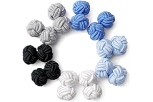 HONEY BEAR 5 Paar Herren/Damen Seide Stoff Knoten Seidenknoten Manschettenknöpfe Set