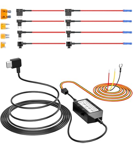 Navycrest Dash Cam Hardwire Kit - 12V To 5V Converter With 11.5ft Cable For Continuous Recording