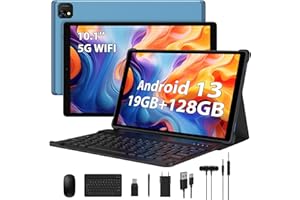 FORUSER Tablet 10 Pollici Android 13, Octa-Core 2.0 GHz,19 GB RAM+128 GB ROM (1 TB Espandibile), 5G WiFi,13MP+8MP 1920 * 1200FHD/ GPS/WLAN/Face ID tablet in offerta con Tastiera etc.(Blu)