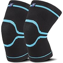 Ginocchiere A Compressione Unisex Ioggtser - 2 Pezzi - Per Corsa, Artrite, Dolore Al Ginocchio - Taglia 3XL, Nero/Bianco