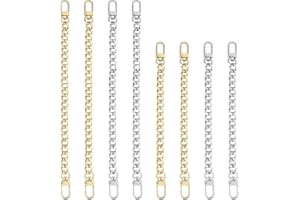 UTMACH 8 Stück Geldbörse Kettenriemen 20CM Metall Taschenkette & 30CM Kurze Metallkette Flachkettenriemen DIY Handtasche Extender Flachkette mit Alu-Drehverschlüssen für Geldbörse,Handtaschen