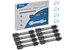 Norjews 8x Kindersicherung für Schrank und Schubladen, Schranksicherung zum kleben für Baby und Kind, Babysicherheit Schrankschloss, Schubladensicherung ohne Bohren - Schwarz