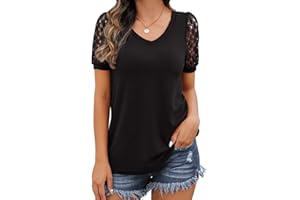 IWOLLENCE Lace Sleeve Tops for Women UK Going Out Womens Blouses Ladies Dressy Lace Sleeve T Shirts
