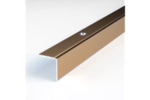 PROVISTON | Nez de marche | Alu anodisé | Bronze clair | Largeur 20 mm | Hauteur 20 mm | Longueur 2700 mm | Nez de marche à visser | Nez de marche escalier | Cornière alu | 1 pièce